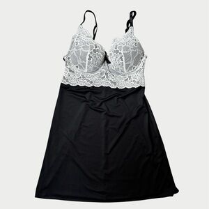 La Vie En Rose Black Lace Underwire Babydoll Teddy